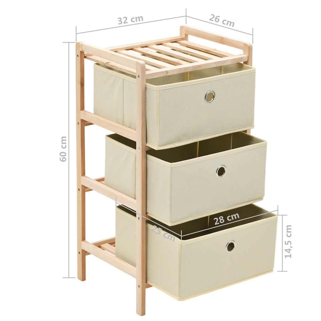 Estante de almacenamiento de madera de cedro con cesta de tela de 5 niveles, organizador beige para organización del hogar, solución de almacenamiento multiusos, cestas duraderas y elegantes incluidas
