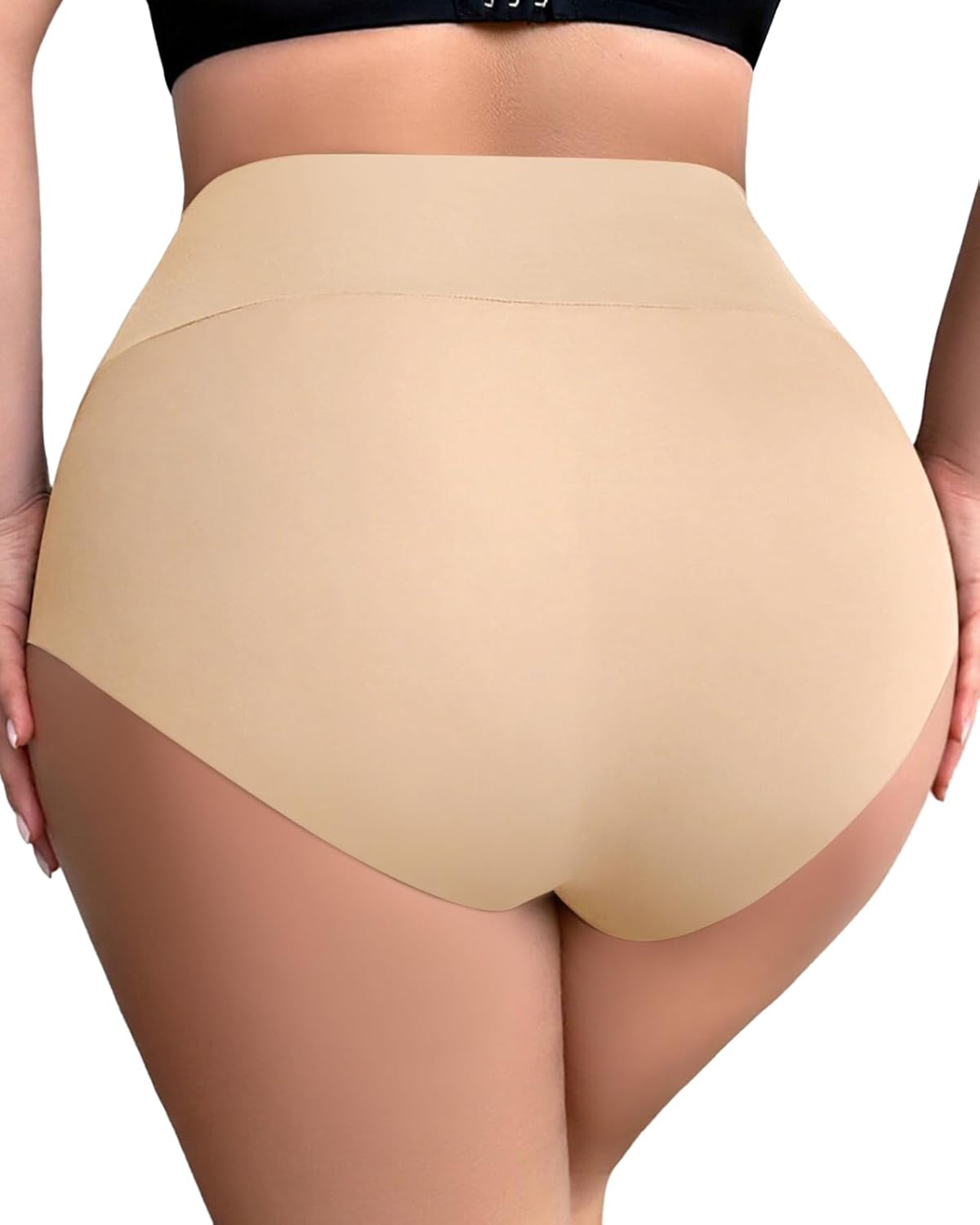 Plus Size High Waisted Shapewear Briefs Cotton Tummy Control Underwear Cotton Crotch Stretch Panties - Image 2