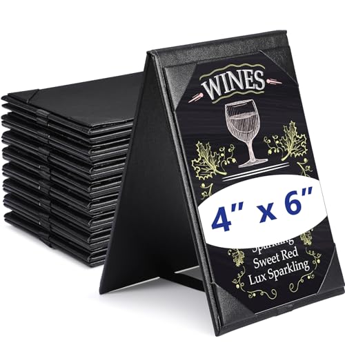 Gerrii 8 Pack Leather Table Tents Double Sided Menu Holders, 4 x 6 Inch
