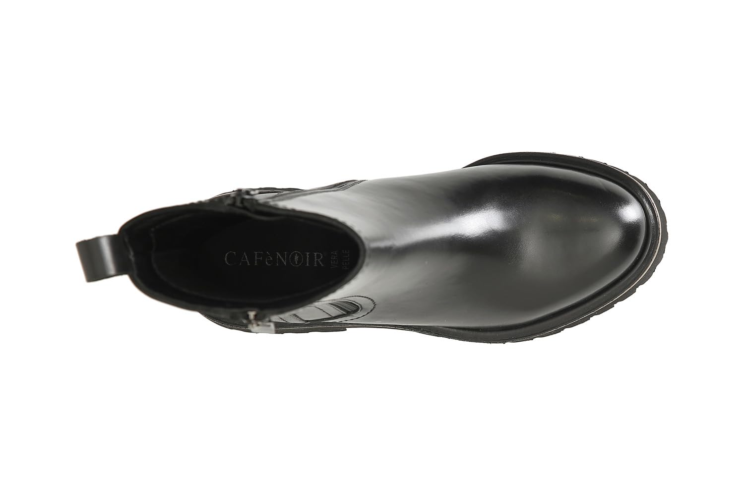 CAFèNOIR - Tronchetto da Donna in Pelle con Doppia Cerniera, Stivaletto Nero con Tacco Medio 50 mm e Borchietta Personalizzata, Scarpa Elegante con Soletta in Pelle, Calzata Comoda