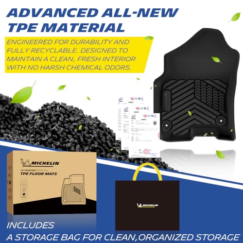 Image of Michelin Vehicle Mats for 2019-2024 Ram 1500 Crew Cab Bucket Seat | W /Under Seat Storage, Not Fit Classic Model, All-Weather TPE Custom Fit Liner, Premier