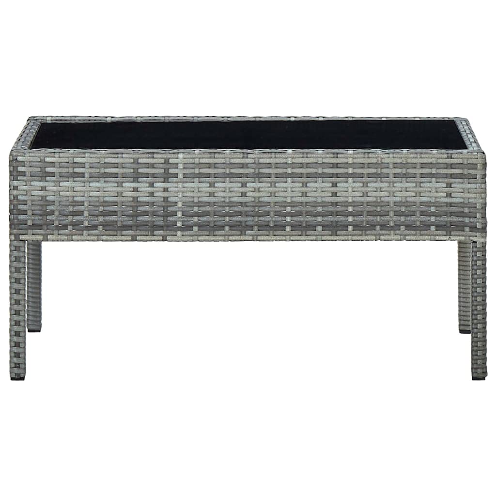 vidaXL Table de Jardin Table Basse de Patio Table d'Appoint de Terrasse Table d'Extérieur Meuble de Jardin Gris 75x40x37 cm Résine Tressée