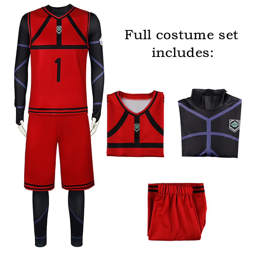 Charous Anime Manga Blue Lock Cosplay Itoshi Rin Sportbekleidung, Unisex, Sportkostüm für Cosplay