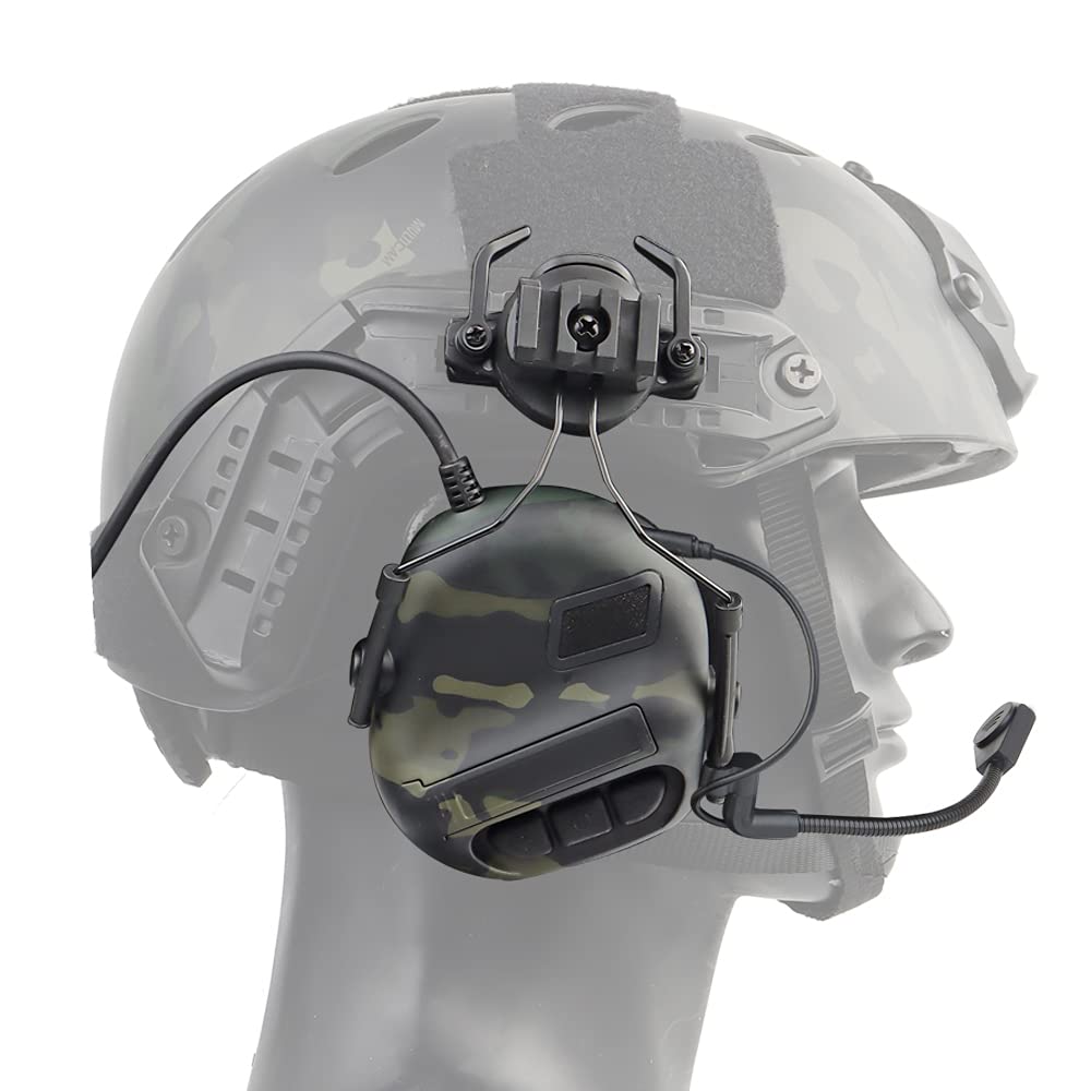 Ensemble Casque Tactique Militaire Avec Écouteurs - Pour Chasse, Airsoft, Paintball - Taille Réglable