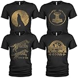Quarter Mile Clothing Wikinger T Shirt 4er Pack Viking Valhalla | Odin | Rabe | Runen | Walküre | Ragnarök | Wikinger | Walhalla | Midgard | Tshirt der nordischen Mythologie #3745 (L, Wölfe von Odin)