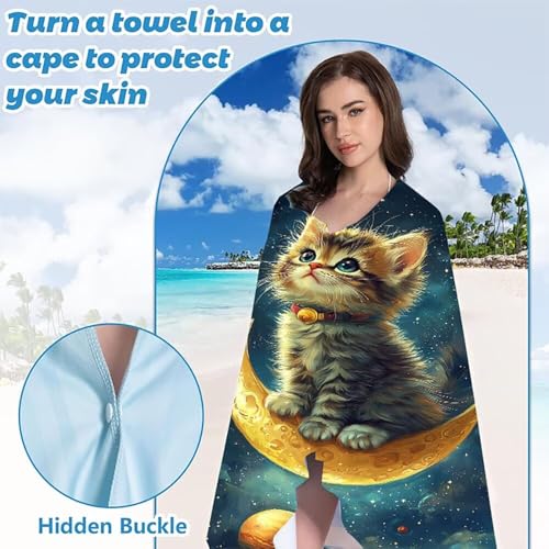 Toalla de playa grande Moon Cat ideal para un regalo de mujer original 5