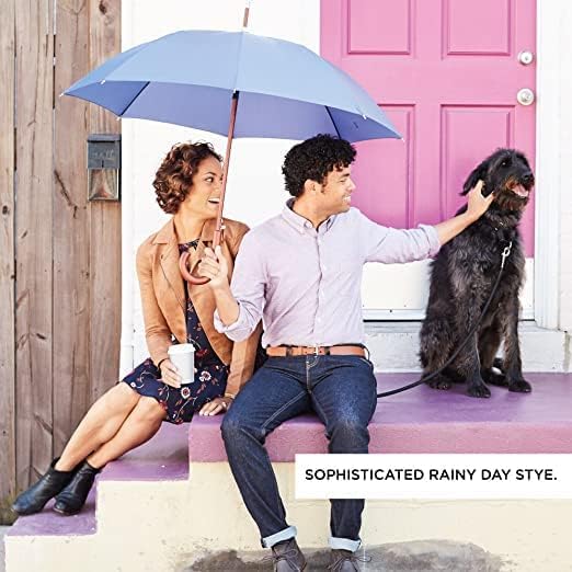 Totes Eco Auto Open Umbrella Classic Wooden J Stick Handle with Easy Grip - Windproof, Rainproof and Durable Canopy Design – Versatile Travel, Perfect for Rainy Days - Image 8