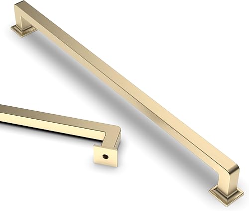 Asidrama Paquete de 10 tiradores de latón cepillado de 10 pulgadas (10.079 in) para gabinete, manijas de armario, accesorios de gabinete de cocina