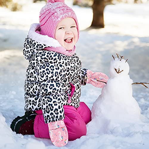 Image of Toddler Mittens Waterproof Toddler Winter Gloves Toddler Snow Gloves for Kids Baby Winter Mittens for Toddler Girls Boys, Pink Seahorse, 6 - 24 Months