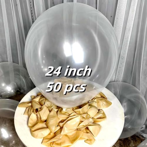 Image of 50 Pack Clear Balloons 24 Inch Clear Latex Balloon - Stunning and Versatile Decorations for Any Occasion