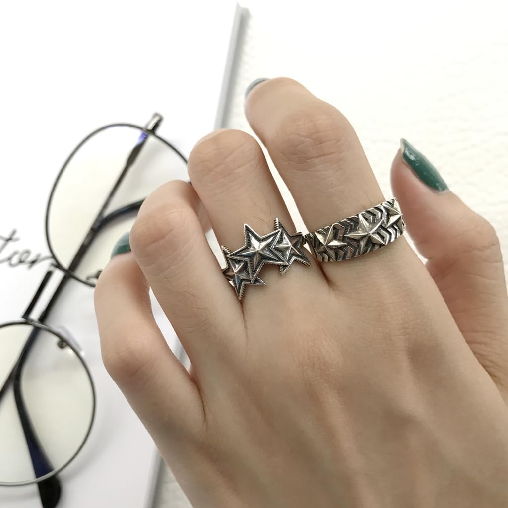 Verstellbarer Punk-Stern-Ring für Männer und Frauen, Hochzeit, Statement, Schmuck, Valentinstag, Liebhaber, Fingerring, Siehe Abbildung