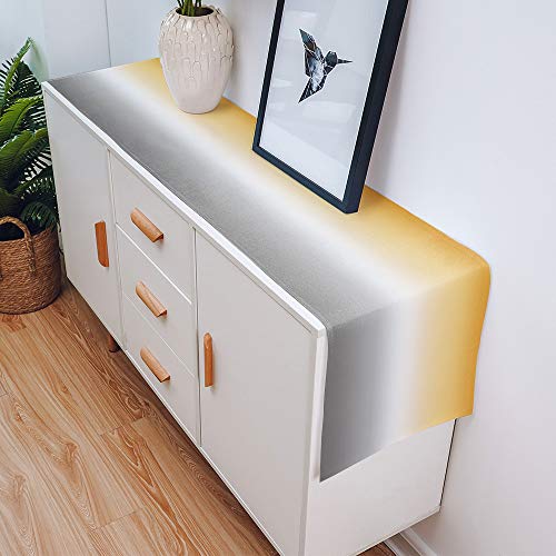 Cotton Linen Table Runner 70Inches Long, Yellow Gray Ombre, Burlap Table Cloth Dresser Scarves For Farmhouse Dining Room/Holiday/Party/Wedding/Events, Simple, Machine Washable #TOP3