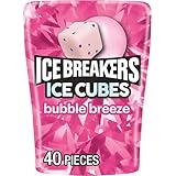 ICE BREAKERS Ice Cubes Bubble Breeze Sugar Free Chewing Gum Bottle, 3.24 oz (40 Pieces)