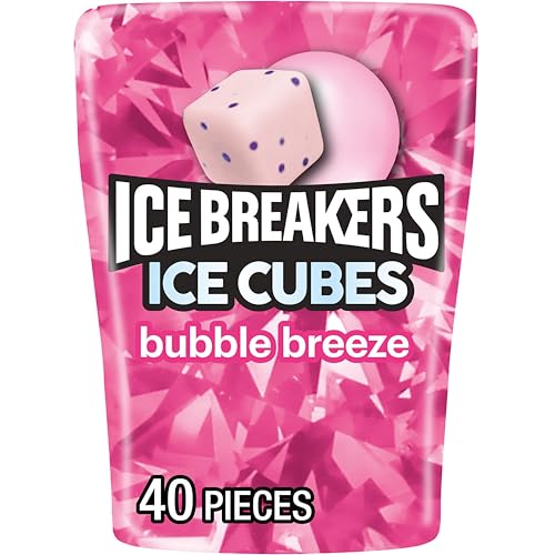 ICE BREAKERS Ice Cubes Bubble Breeze Sugar Free Chewing Gum Bottle, 3.24 oz (40 Pieces)