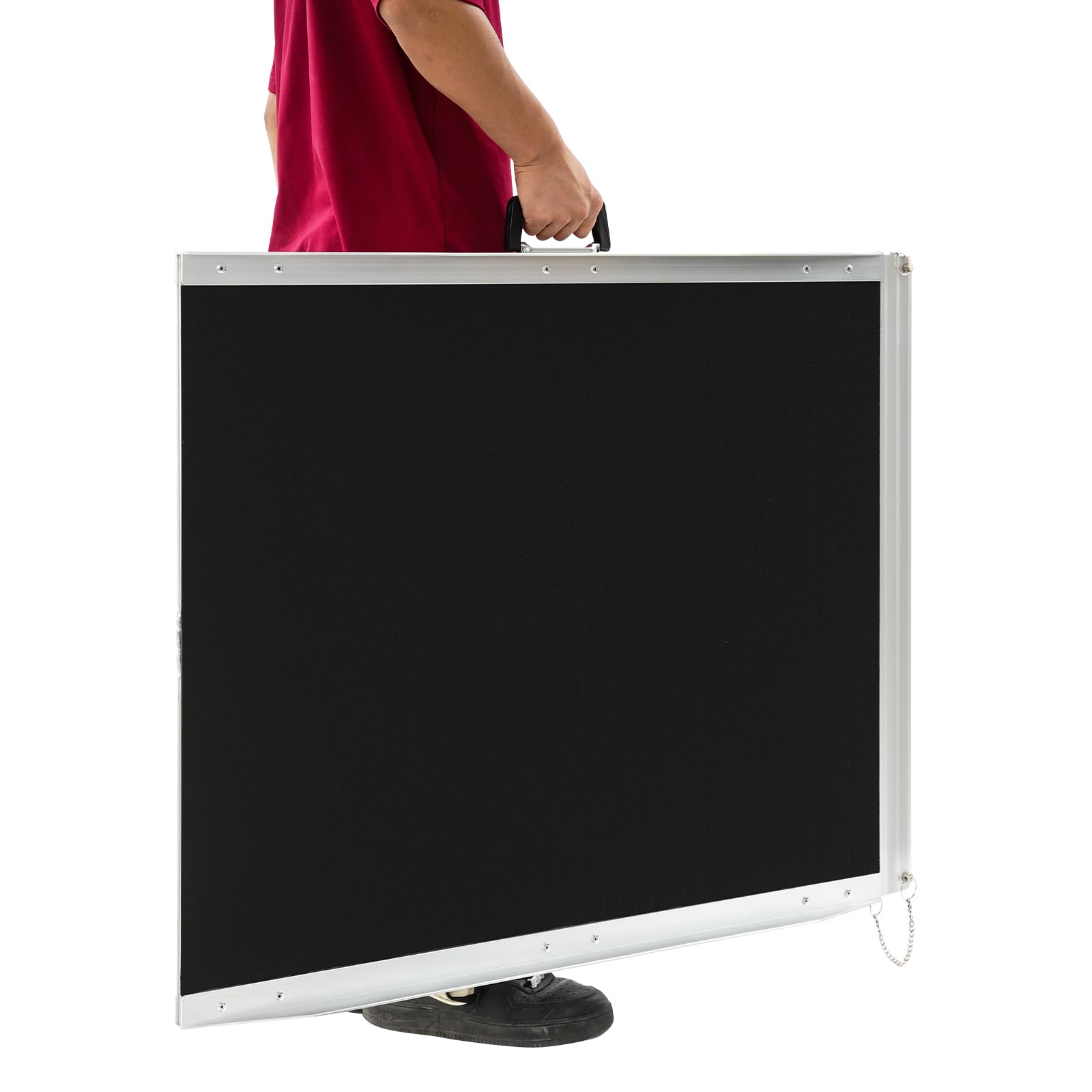 Rampa para silla de ruedas de aleación de aluminio, 272 kg, capacidad de carga, 91,5 x 73 x 5 cm, dimensiones de 72 cm, ancho útil, rampa de aluminio, altura de umbral, asa de transporte, superficie