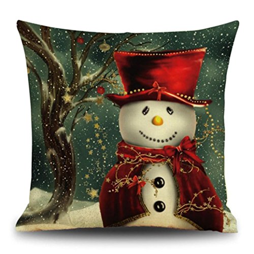 Gotd Christmas Snowman Reindeer Elk Pillow Case 18 x 18 Cushion Cover Home Decor Design Throw Pillow Cover Throw Pillow Case (Gift B)
