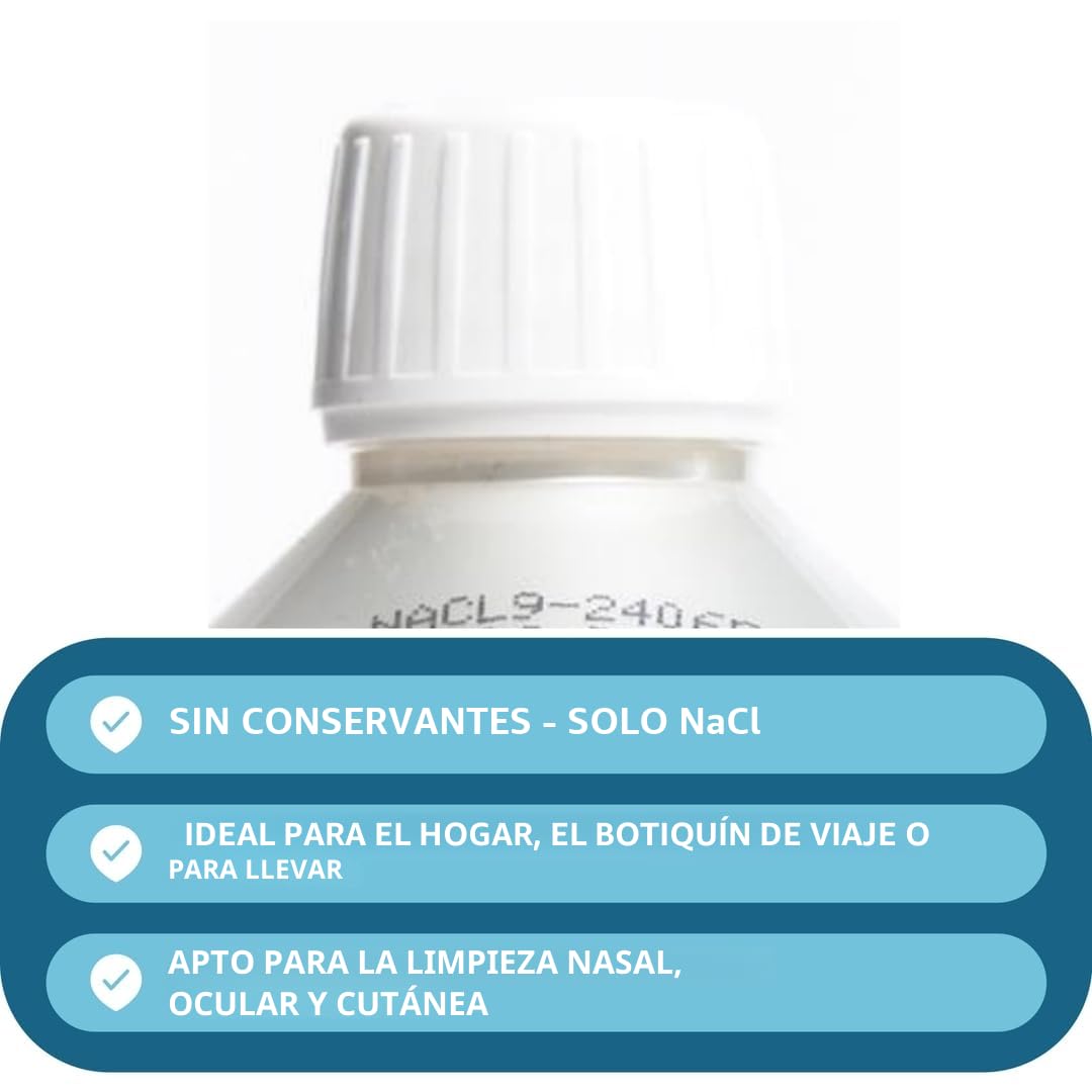 NaCl 0,9% 1L Suero fisiológico – Solución salina fisiológica isotónica, para lavado nasal bebé y adulto, limpieza de nariz y heridas para irrigador nasal -Suero fisiológico 1L en botella AXYNOV