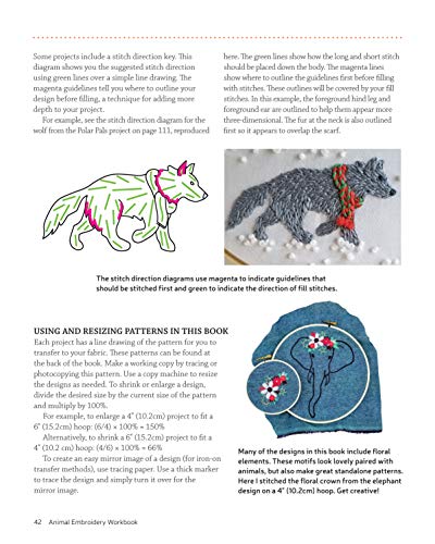 Animal Embroidery Workbook: Step-by-Step Techniques & Patterns for 30 Cute Critters & More (Landauer) Designs include Foxes, Sloths, Hedgehogs, Giraffes, Cats, Chickadees, Pandas, Bees, Flowers & More - Image 5