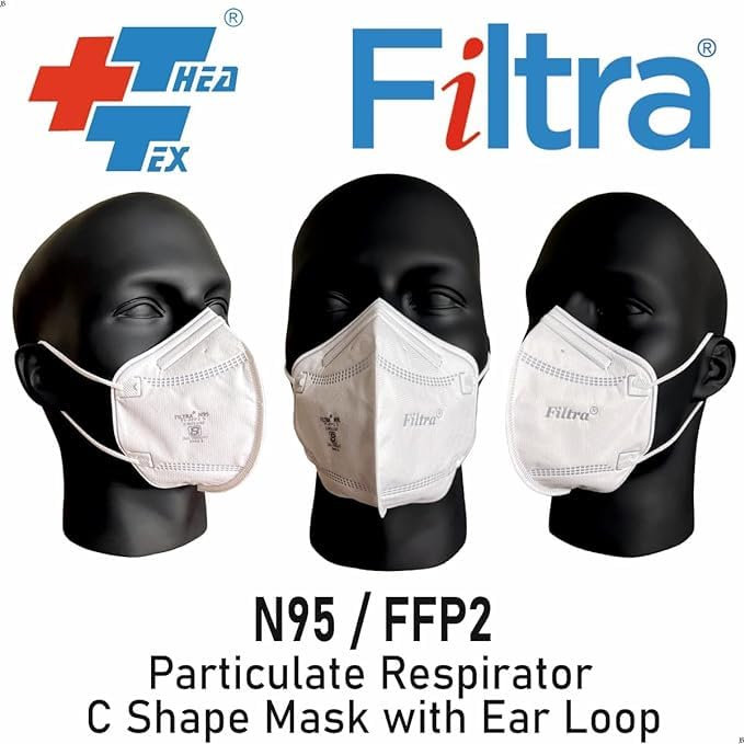 Image of Filtra N95 Mask with Ear Loops | FFP2 Mask with Ear Loops | BIS Certified | 5 Layer & Thick Ear Loops | High Filtration | Zip Lock Travel Pouch of 10 Masks
