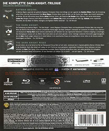Christopher Nolan: The Dark Knight Trilogy – 4K Blu-ray (UHD + Blu-ray Disc)