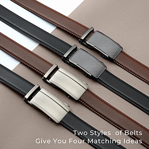 Image of CHAOREN Mens Dress Belt Leather 2 Pack - Mens Ratchet Belt for Dress Shirt and Pants Every Occasion (32mm)