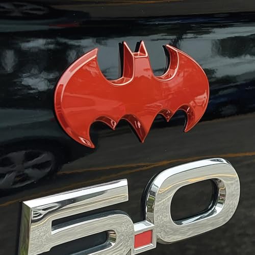 Image of Fan Emblems Batman 3D Car Badge - 1989 Batwing Logo (Red Chrome: 3.8 x 1.8 x 0.2 inches)