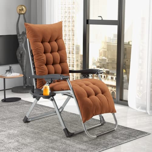 GYUTEI Zero Gravity Chairs,Adjustable Reclining Lounge Chair with Removable Cushion and Cup Holder for Indoor and Outdoor,Supports Over 440lbs(Coffee)