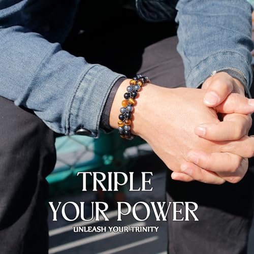 Pulsera para hombre con piedra Ojo de Tigre natural ajustable miniatura 4
