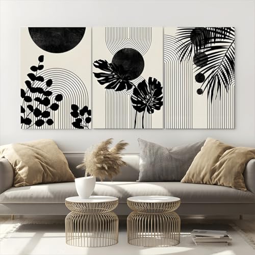 Peinture d'art mural moderne triptyque noir haut de gamme