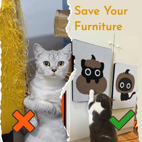 BubuKuku Arranhador de gato montado na parede – arranhador para gatos internos com erva-dos-gatos –