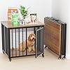 32″ Medium Dog Crate Furniture Style with Wheels,Foldable Dog Crate End Table for Small/Medium Size Dogs,Indestructible Dog Cage Furniture Style Chew Proof No Assembly