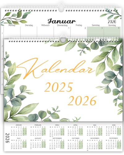 Wandkalender 2026 A4 Kalender 2026 von Jan. 2026bis Dez. 2026 Monatsübersicht Familienkalender/Adventskalender/Monatsplaner/Jahresplaner für Zuhause oder Büro