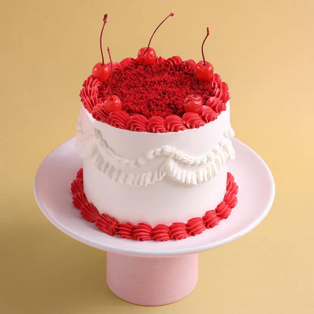 FlowerAura Delicious Fresh 1.5Kg Eggless Red Velvet Cherry Bliss Cake For Birthday | Anniversary | Wedding | Mother's Day | Father's Day | Valentine's Day | Christmas | New Year (Same Day Delivery)-picture-11