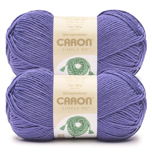 Image of Caron Simply Me, Soft Yarn for Crocheting, Amethyst, 2-Pack | #5 Bulky Yarn, 62% Acrylic 20% Nylon 18% Wool, Soft Yarn for Knitting, Crochet, Hobby Crafts, 197yd, 160g /5.64oz per skein