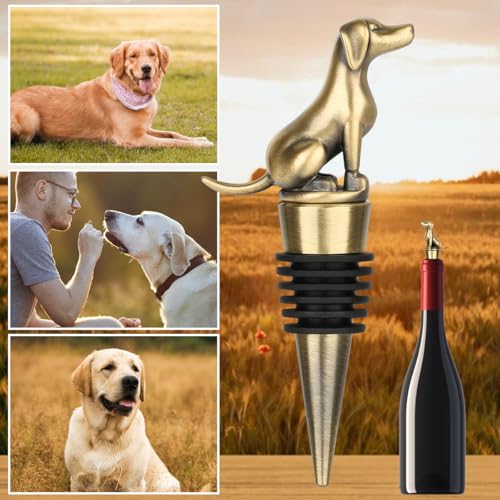 LULLEA Labrador Weinflaschenverschluss, Weingeschenke, Labrador Geschenke, Geburtstagsgeschenke für Männer Frauen Hundeliebhaber, Weinverschluss für Wein Champagner, Weinzubehör, Bronze