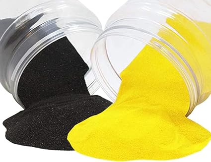 Shubh Sanskar Rangoli Colour Powder Black and Yellow 200 Gram Each Diwali Decoration Items Floor Art Rang for Home Navratri Pongal Pooja Mandir Decor (Pack of 2 Colors)