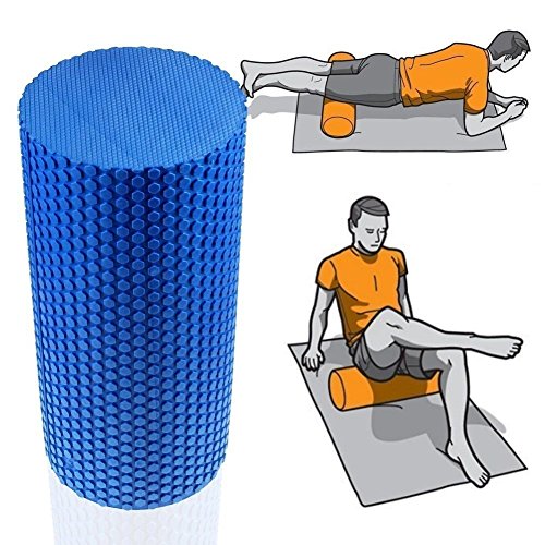 Image of Kobo AC-42 Medium-Density 24 Inch Long EVA Foam Roller /Textured Round Rollers - for Back, Physical Therapy, Exercises, Body Balance, Deep Tissue Muscle Massage, 24 Inches (Blue),