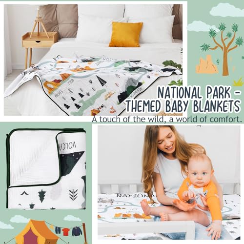 Image of SmoothNovelty National Parks Muslin Blanket 47 x 47 Inch Warm Soft Cotton Muslin Swaddle Blanket Nursery Swaddling Wrap Quilt for Bedding Gift, Cold Weather, Adventure Hiking Camping Lovers