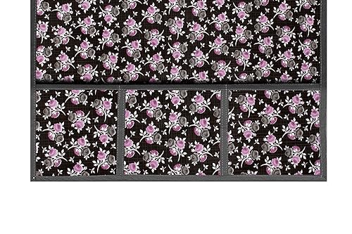 Image of The Furnishing Tree Fridge Top Cover Compatible for Samsung RR20C1723R8 /HL, 183 LTR WxL 65x111 in CM Floral Pattern Black Purple