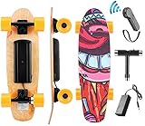 Hanico Skateboard Eléctrico Longboard Eléctrico a Control Remoto para Adulto Jóvenes Niño, Negro Skateboard Monopatín de Crucero Completo,Motor 350W, Máx 20 km/h(EU Stock)