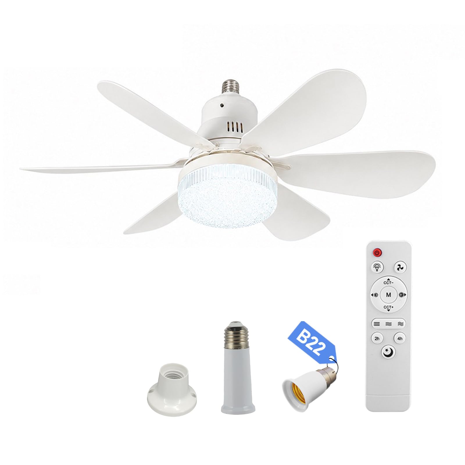 Small Ceiling Fan with Light and Remote, 40W 200 to 2000LM LED Breeze Fan Light, 3 Colour Temperature Adjustable for Living Room Study Home Household Use