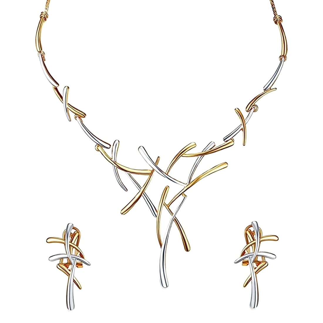 YELLOW CHIMES Jewellery Set for Women Dual Tone Choker Necklace Set Gold & Silver Plated Jewellery Set for Women and Girls, Medium, Brass, No Gemstone