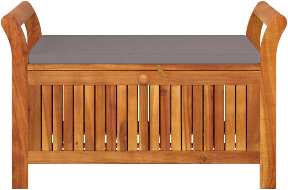 Garden Bench Deck Bench Patio Storage Bench with Cushion 35.8" Solid Wood Acacia