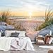 WallArena - Vlies Fototapete Strand Meer Nordsee Dünen Sonne Panorama Natur 368x254 cm - Fototapeten - Tapeten - für Wohnzimmer Schlafzimmer - Vliestapete Wandtapete Tapete 3D Effekt- inkl. Kleister