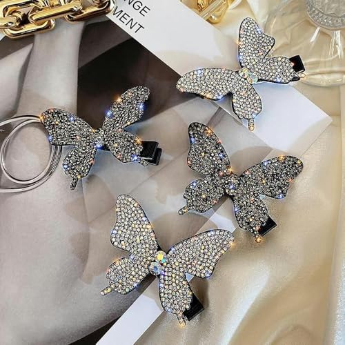 Pince à cheveux papillon diamant pour fixer la frange et l'arrière de la tête - 4