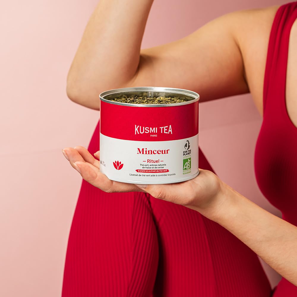 Kusmi Tea - Slim Ritual - Schlankheitstee - Angereichert mit Grüntee-Extrakt - Erleichtert die Gewichtsabnahme - Erdbeere und Kirsche - Loser Tee - 100 g Metalldose für etwa 50 Tassen