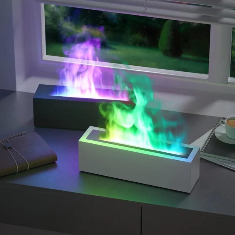 VIVITO Colorful Simulation Flame Diffuser | Ultrasonic Aromatherapy Humidifier with Flame Effect | Essential Oil Diffuser for Home, Office, Bedroom | USB Plug-in, Quiet & Auto Shut-Off (Random Color)