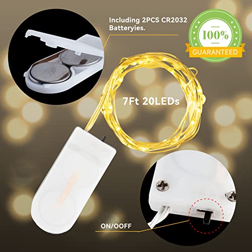 podiality Led Fairy Lights String Lights 12 Pack Battery Operated Fairy Lights Silver Wire 7 Feet 20 Led for Bedroom Party Wedding Christmas Garden Decor - Image 8