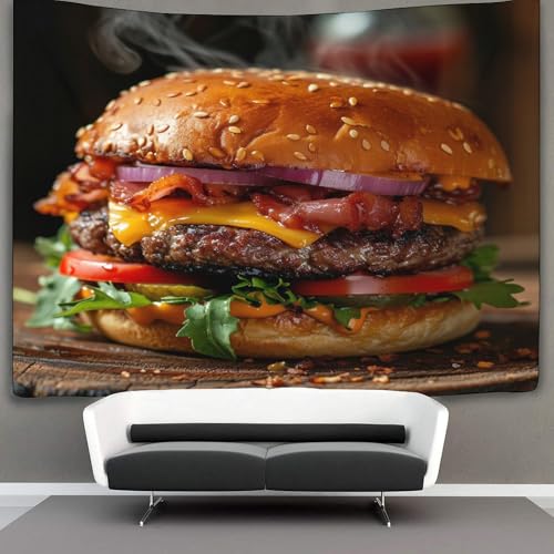 Couverture murale 3D Hamburger pour masquer un mur nu et décorer un salon - 3