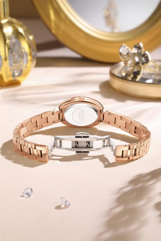 Image of Giordano Analog Quartz Watch for Women - Oval Shape Dial, Roman Numeral Hour Markers, Water Resistant and Stainless Steel Strap- GZ-60115